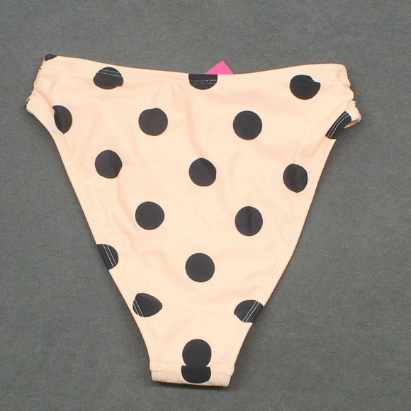 NWT Xhilaration High-Waist Bikini Bottom Small Light Pink / Black Polka Dot - Picture 3 of 7